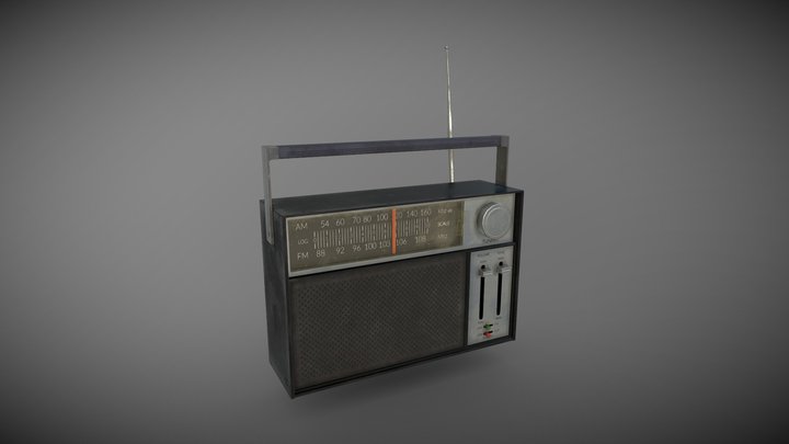 Low poly pbr Radio 3D Model