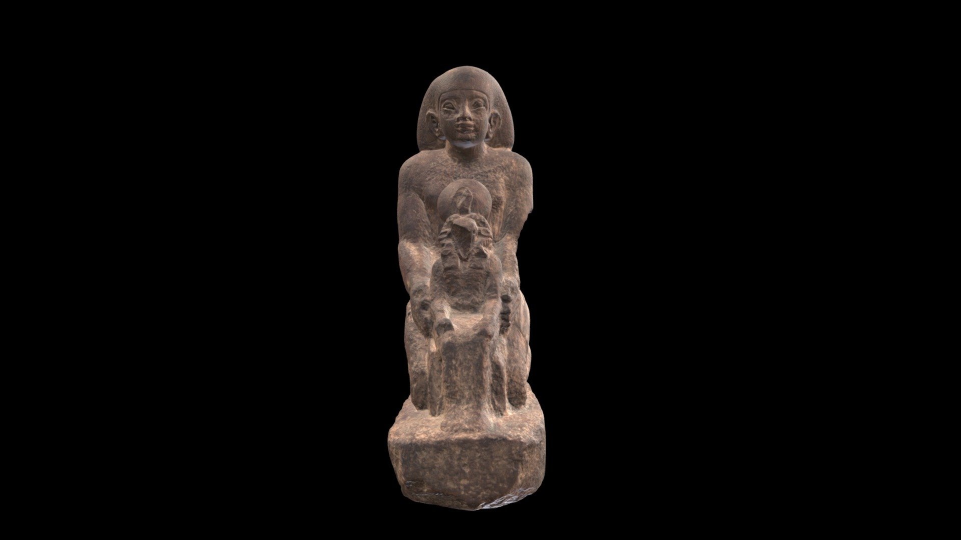 Kneeling male statue with ram-headed deity