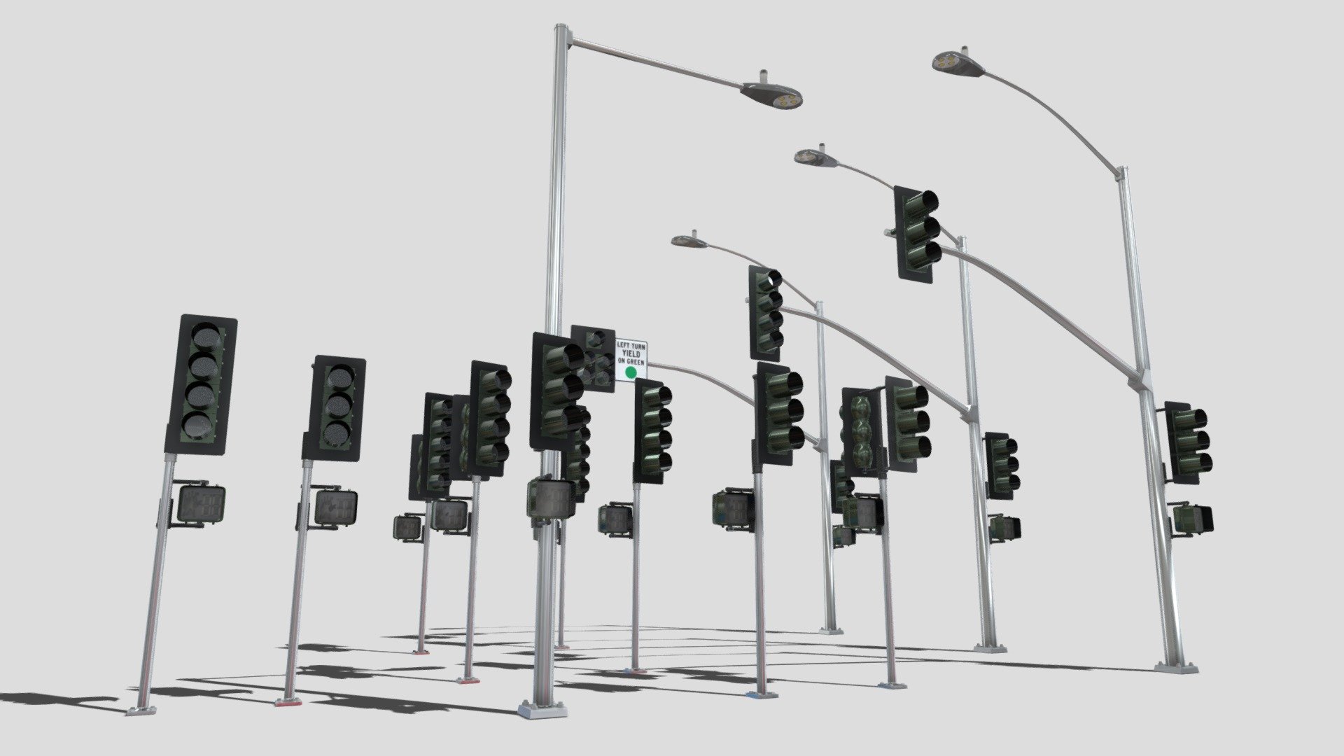 GTE Siemens LED California Traffic Signal Set 2 3D model by