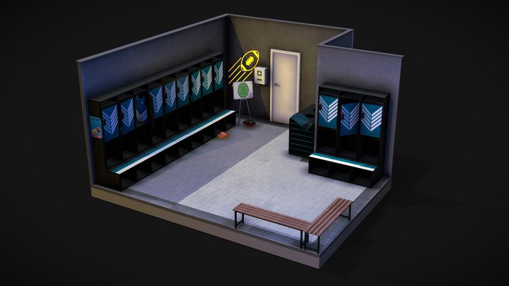 Athlete's Haven: Locker Room Diorama 3D Model