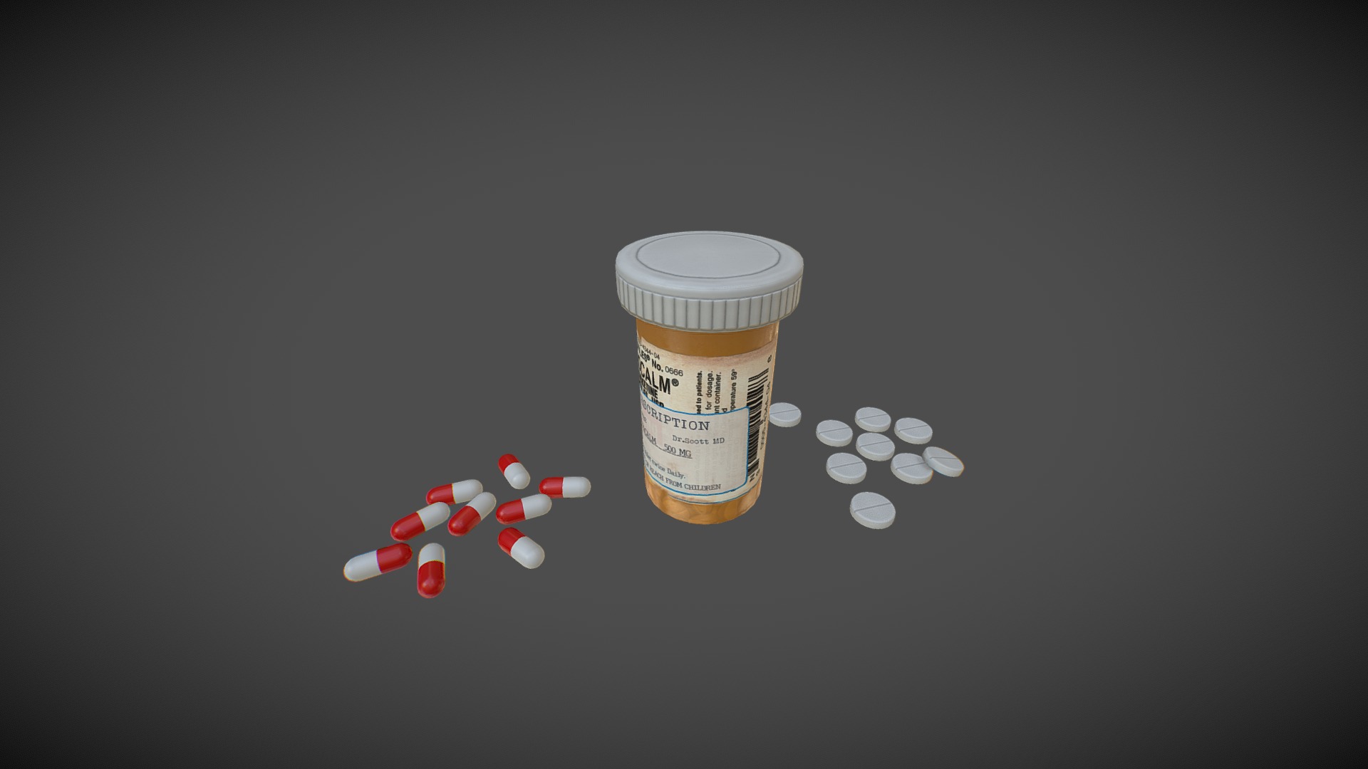 3D model Pills Bottle - This is a 3D model of the Pills Bottle. The 3D model is about a cup of coffee and pills.