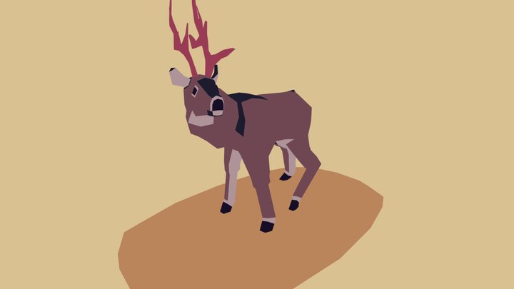 Low Poly Stag 3D Model