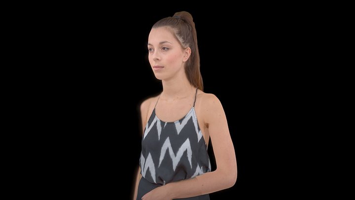 Woman In Zebra Blouse With Leather Handbag 3D Model
