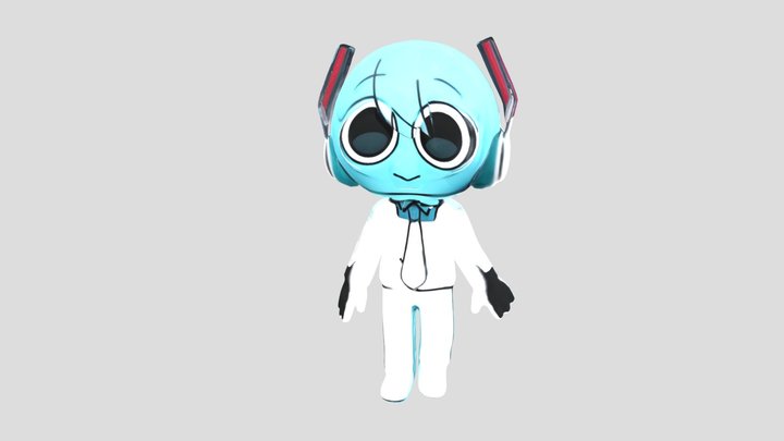 Chibi Sprunki Miku No Double Ponytails 3D Model