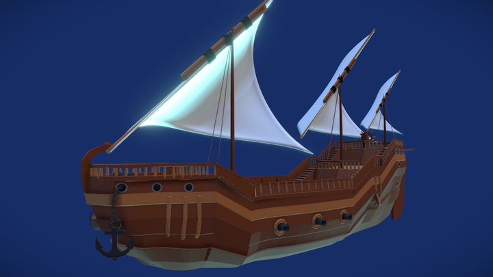[LOW POLY] Sailing Ship - Caravela Portuguesa 3D Model