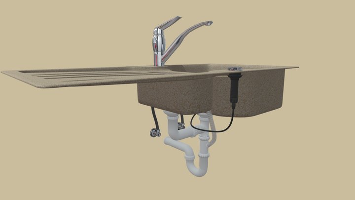 Virtuves dubulta izlietne 3D Model
