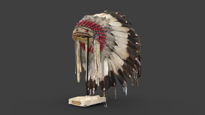 Yellow Calf Eagle Feather Warbonnet Replica 3D Model
