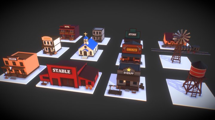 Low Poly Wild West 3D Model
