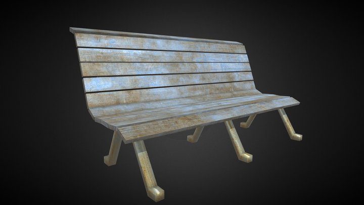 Park bench Low Poly 3D Model