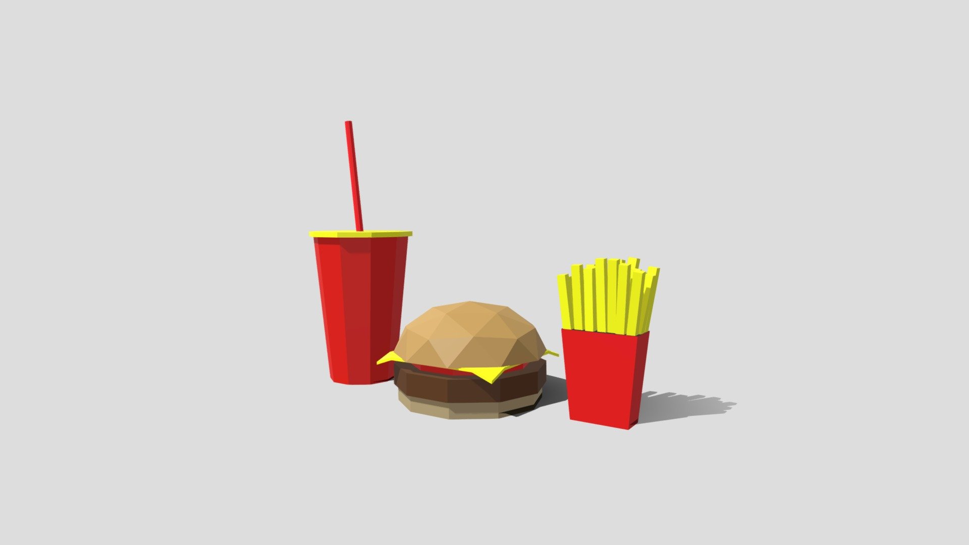 lowpoly hamburger, drink and french fries - Download Free 3D model by ...