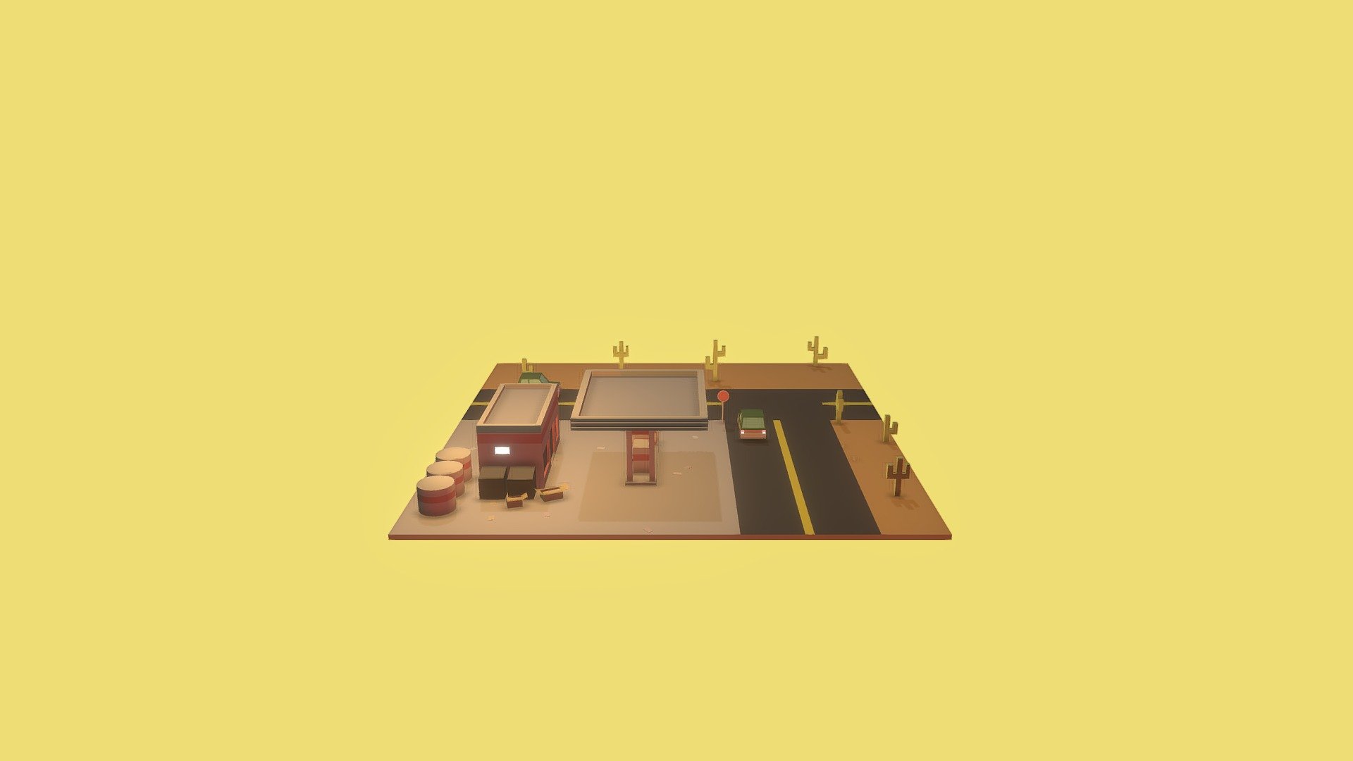 Lowpoly Fuel Station
