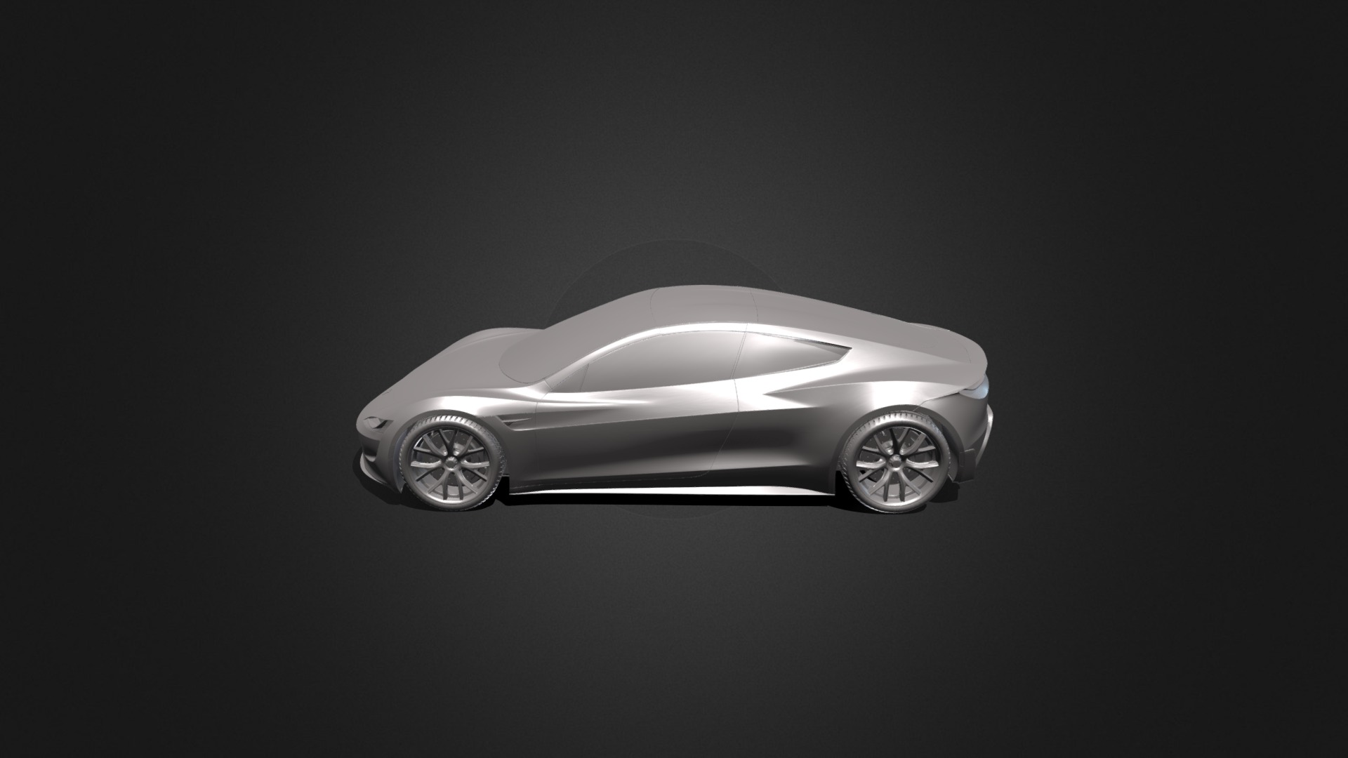 3D model TESLA ROADSTER 2020 3D PRINTABLE MODEL - This is a 3D model of the TESLA ROADSTER 2020 3D PRINTABLE MODEL. The 3D model is about a silver car with a black background.