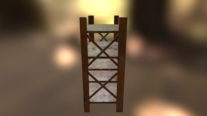 Old Damaged Industrial Shelf 3D Model