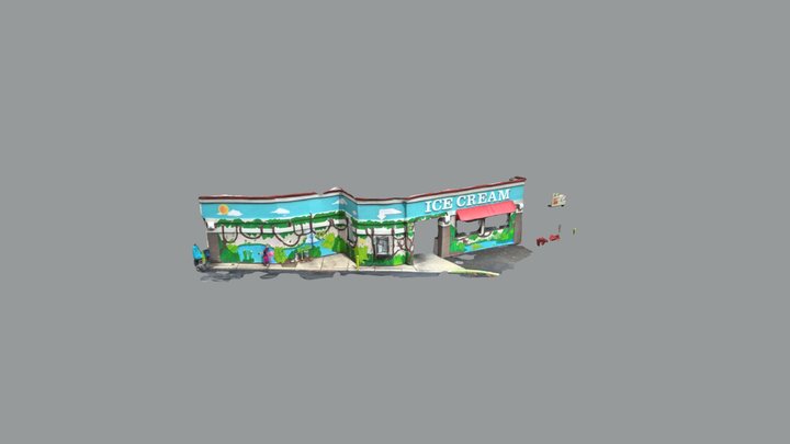 Tropical Mural on Stucco 3D Model