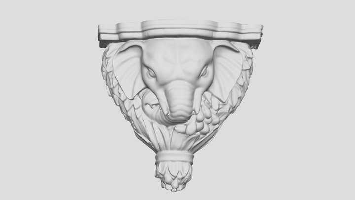 Elephant Scan - White Marble Statue 3D Model