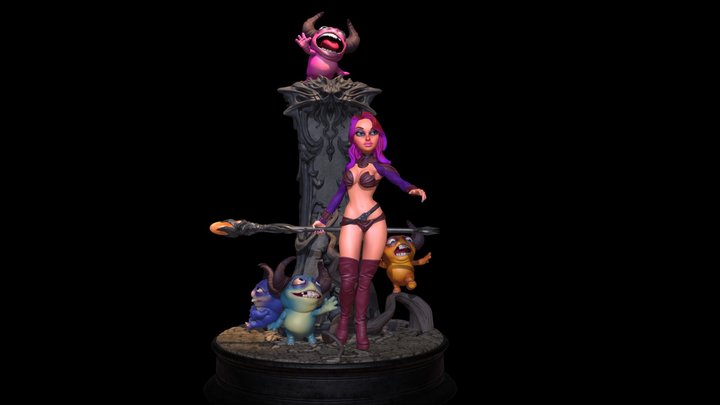 Demon Girl Diorama 3D Model