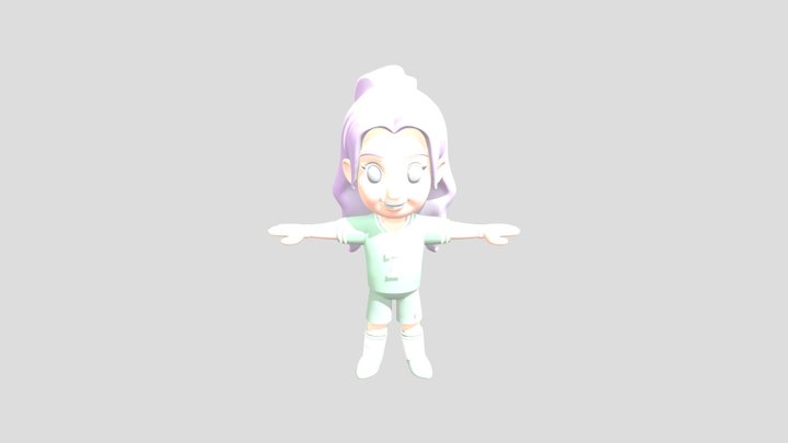 Cartoon soccer player with purple hair 3D Model