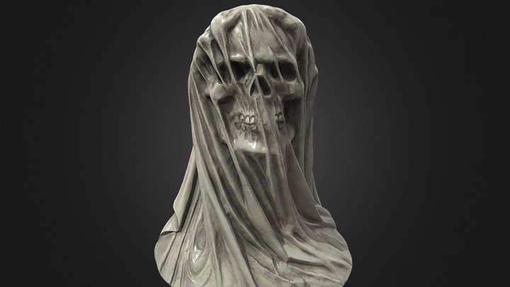 Veiled Bride Skull Bust 3D Model