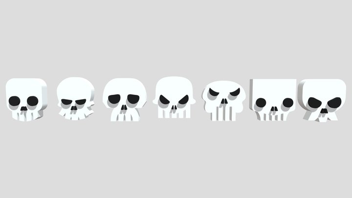 3D Skull Icon Set 3D Model