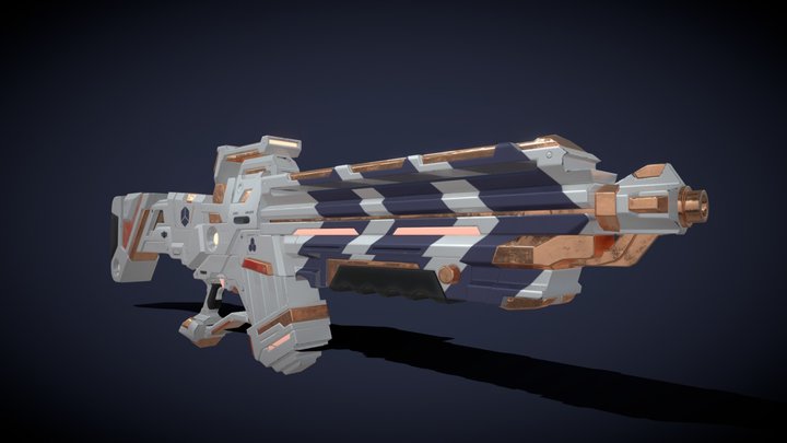 Sci-Fi Assault Rifle White 3D Model