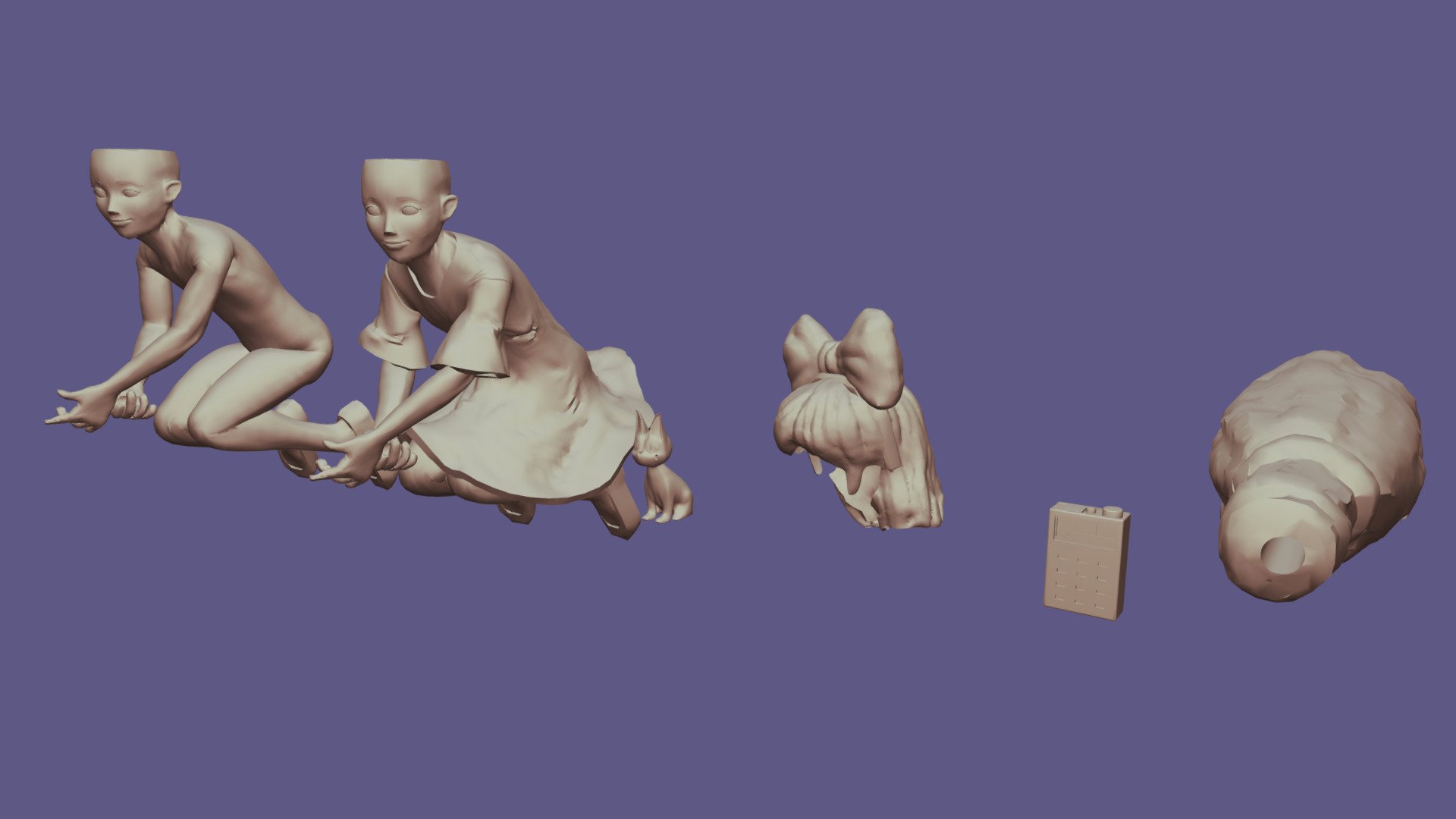 Kiki And Jiji (3D printable models)
