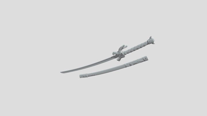Crossed Neon Katanas 3D Model