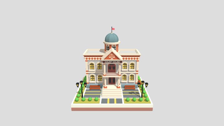 cartoon court house 01 3D Model