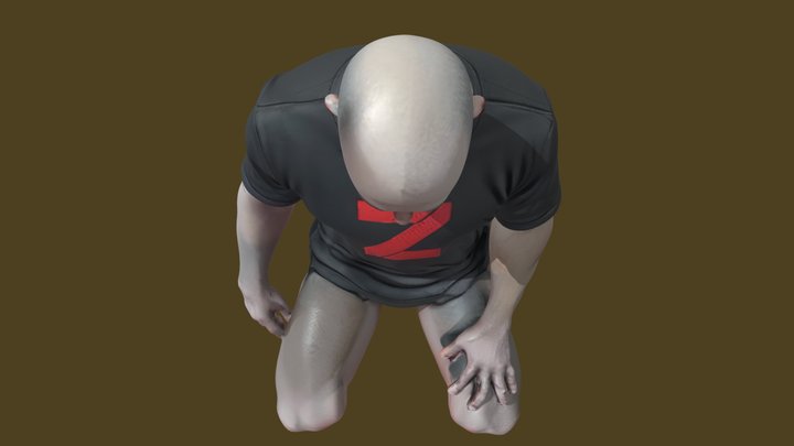 [Tripo3D] Z Russian man on his knees — TXT>IMG 3D Model