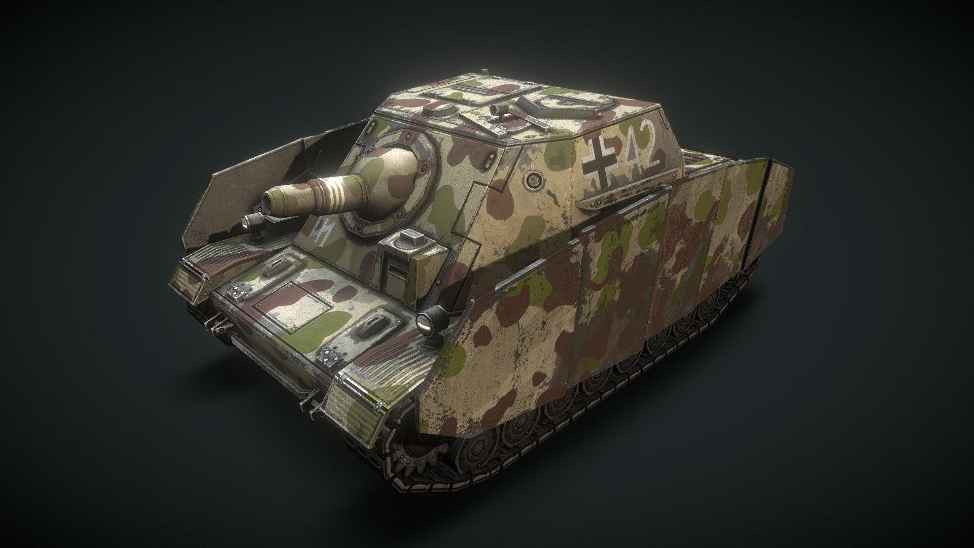 Low poly Sd.Kfz. 166 Sturmpanzer Brummbar Camo