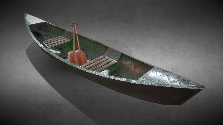 Mossy Metal Canoe 3D Model