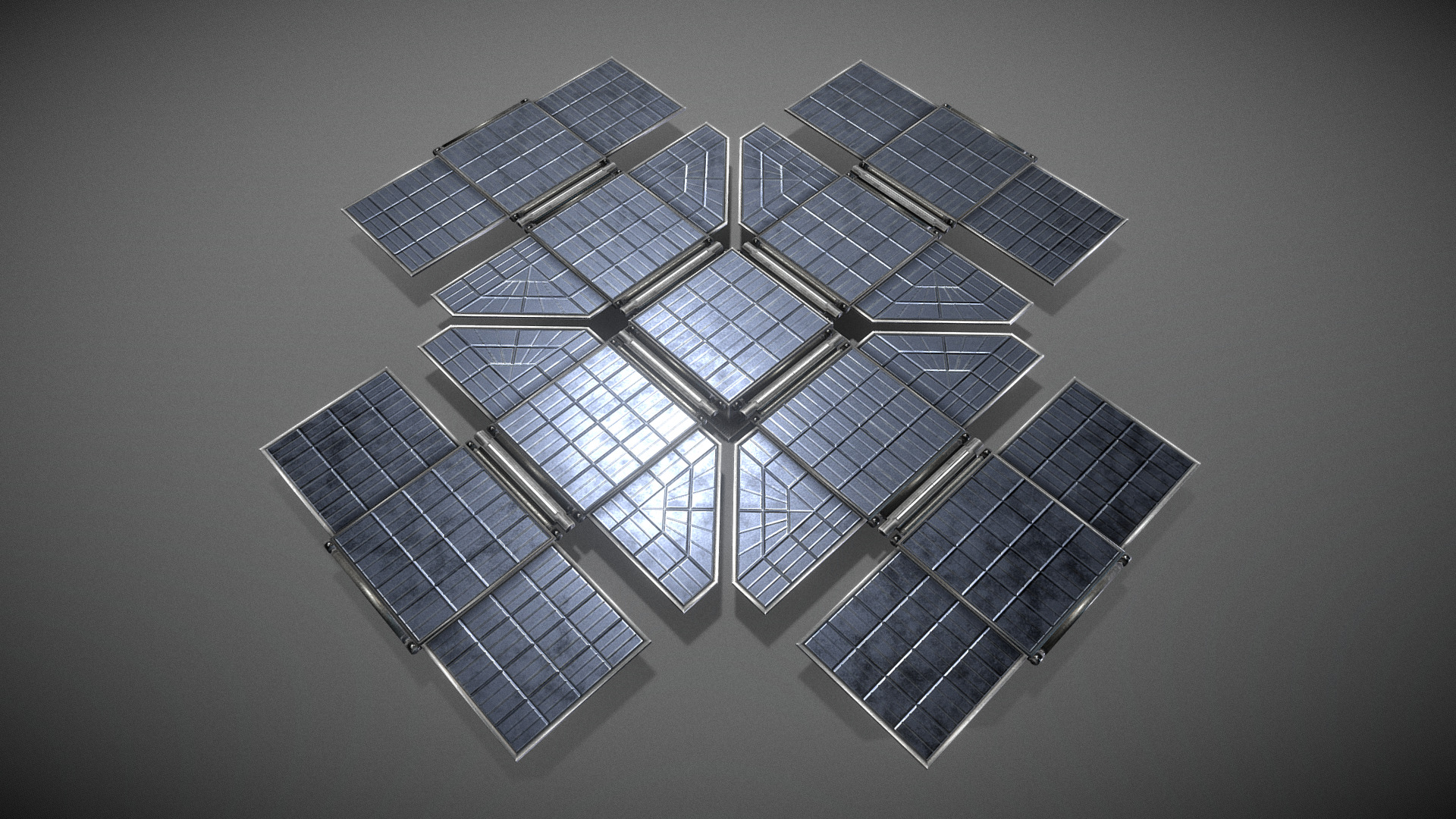3D model Futuristic Solar Power Module - This is a 3D model of the Futuristic Solar Power Module. The 3D model is about a building with glass windows.