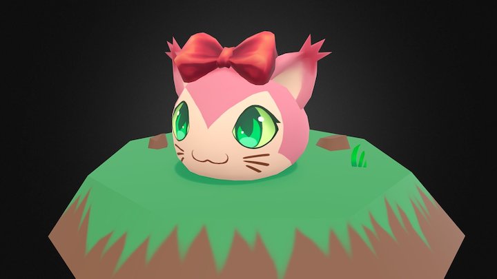 Slime Cat - Pink Ribbon 3D Model