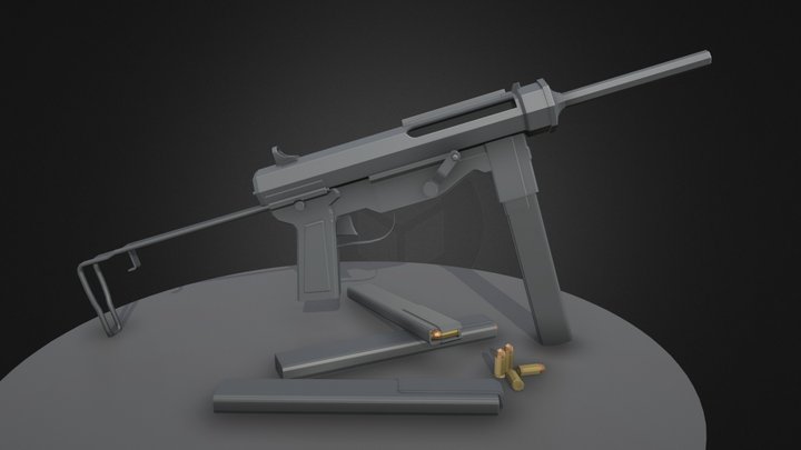 Grease Gun M3 - Low Poly 3D Model