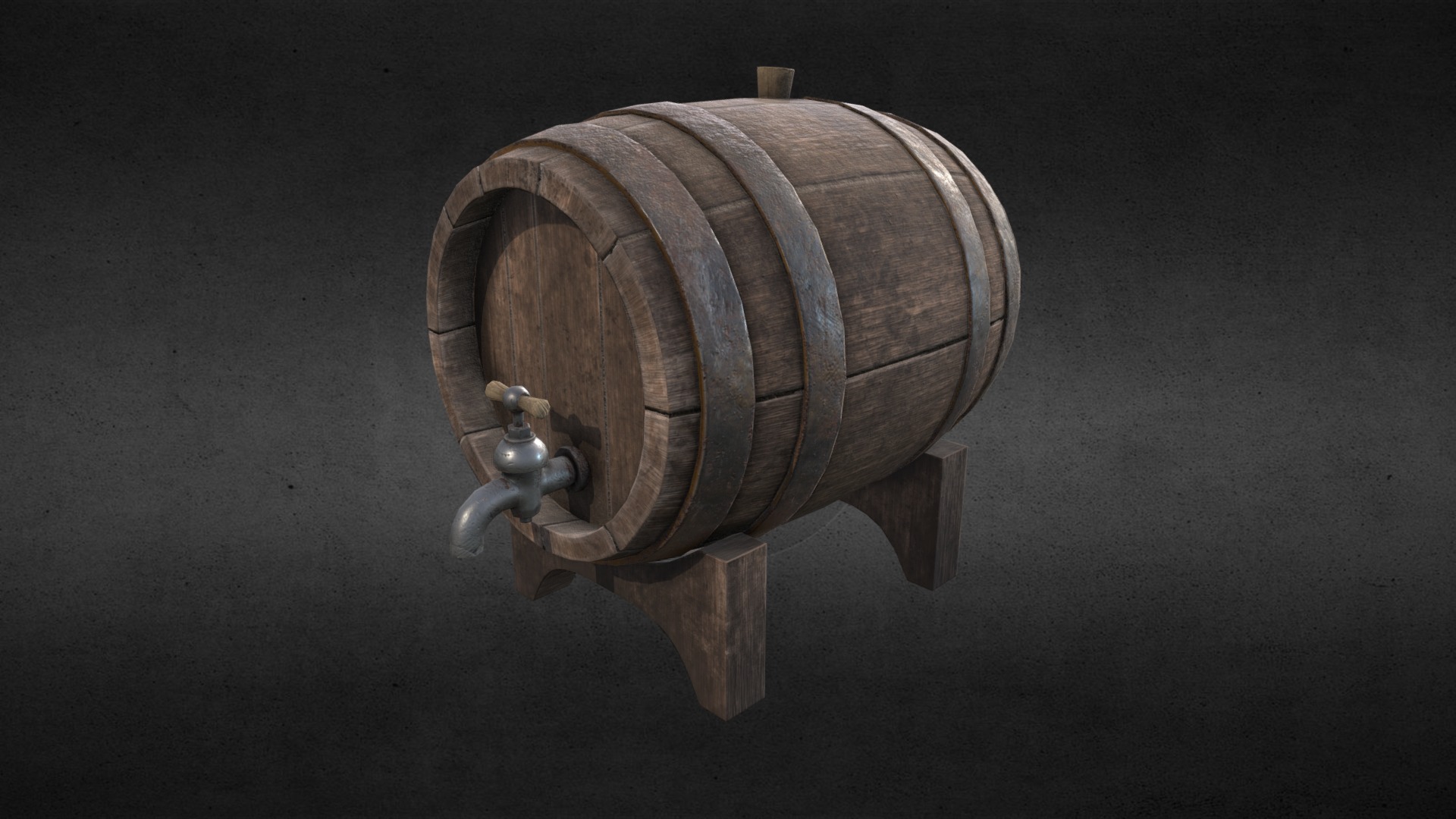 3D model Wine Barrel - This is a 3D model of the Wine Barrel. The 3D model is about a wooden barrel on a wooden stand.