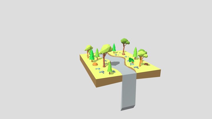 forest/creekside scene - asset animation 3D Model