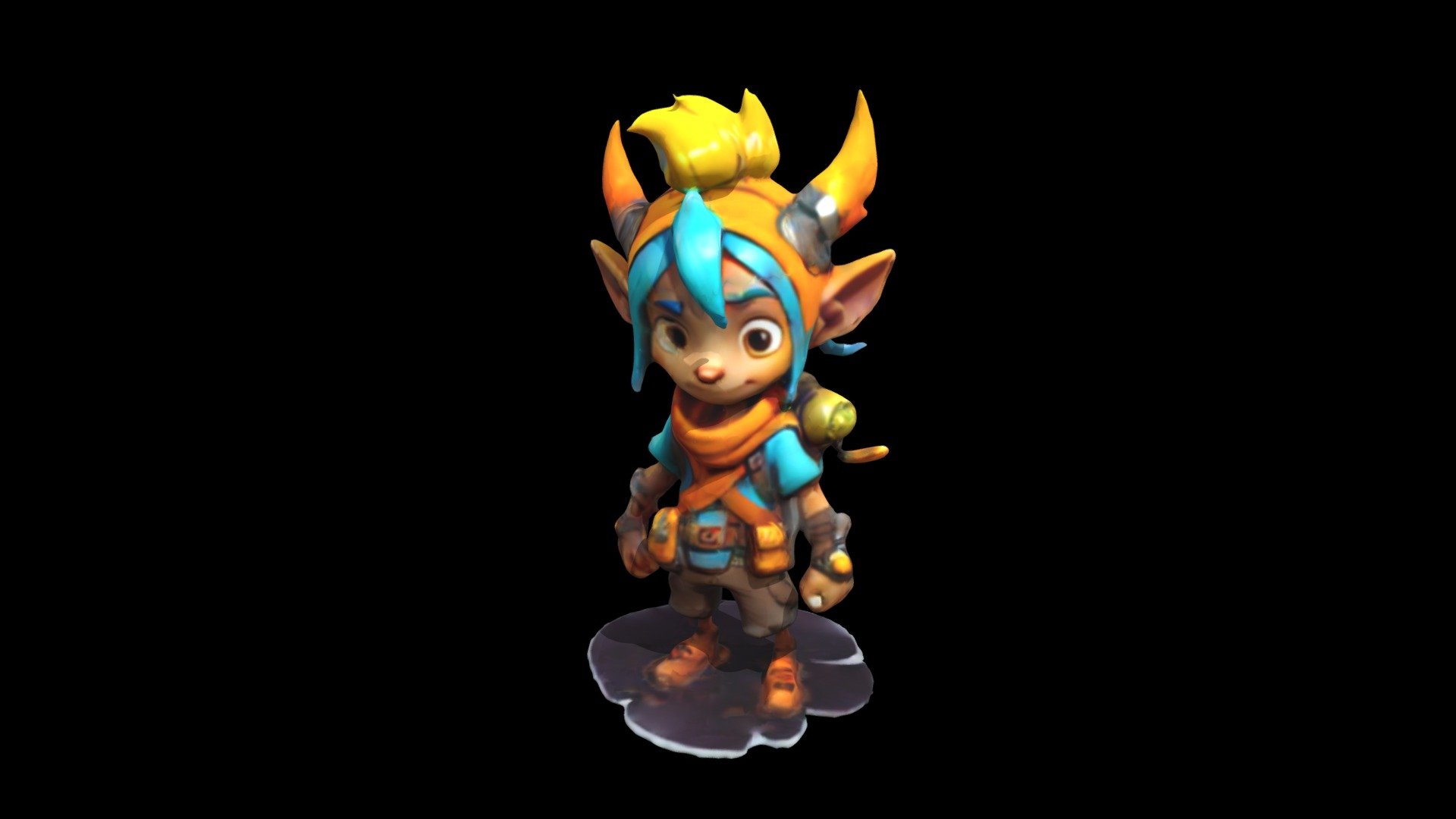 a cartoon character with blue hair and orange - Download Free 3D model ...