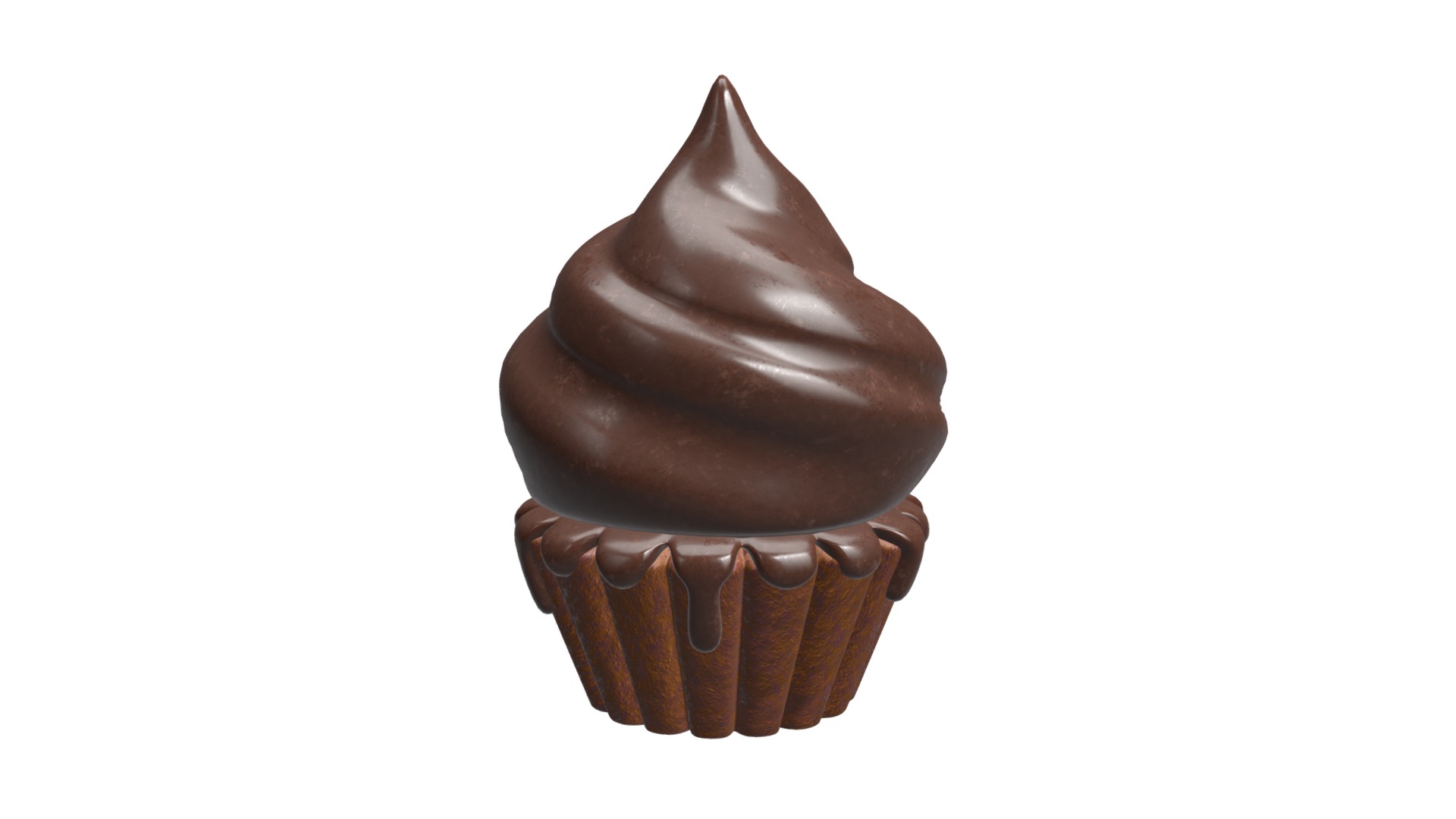 3D model Сupcake chocolate - This is a 3D model of the Сupcake chocolate. The 3D model is about a chocolate ice cream cone.