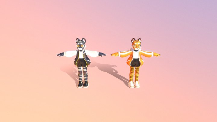 Tiger Twins Character 3D Model