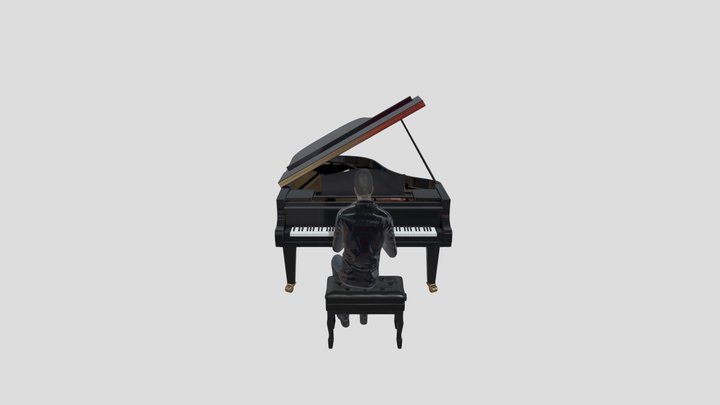 Pianist at the Grand Piano (Animated) 3D Model