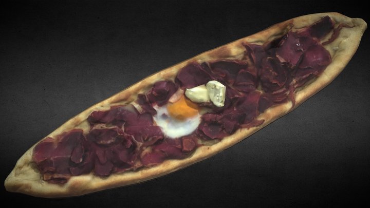 Pide Turkish pizza (Pastırmalı) 3D Model