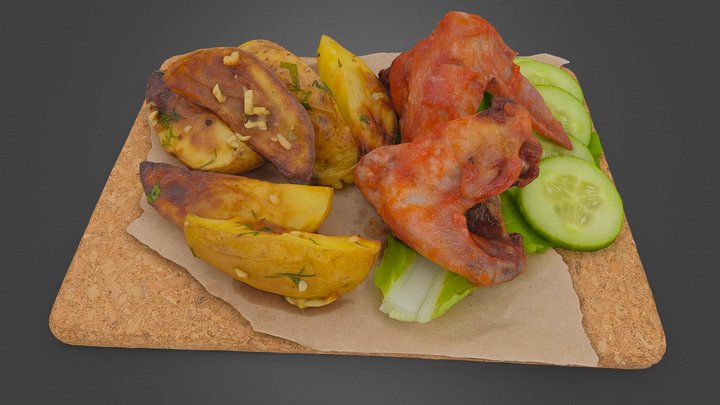 Chicken And Potatoes 3D Model