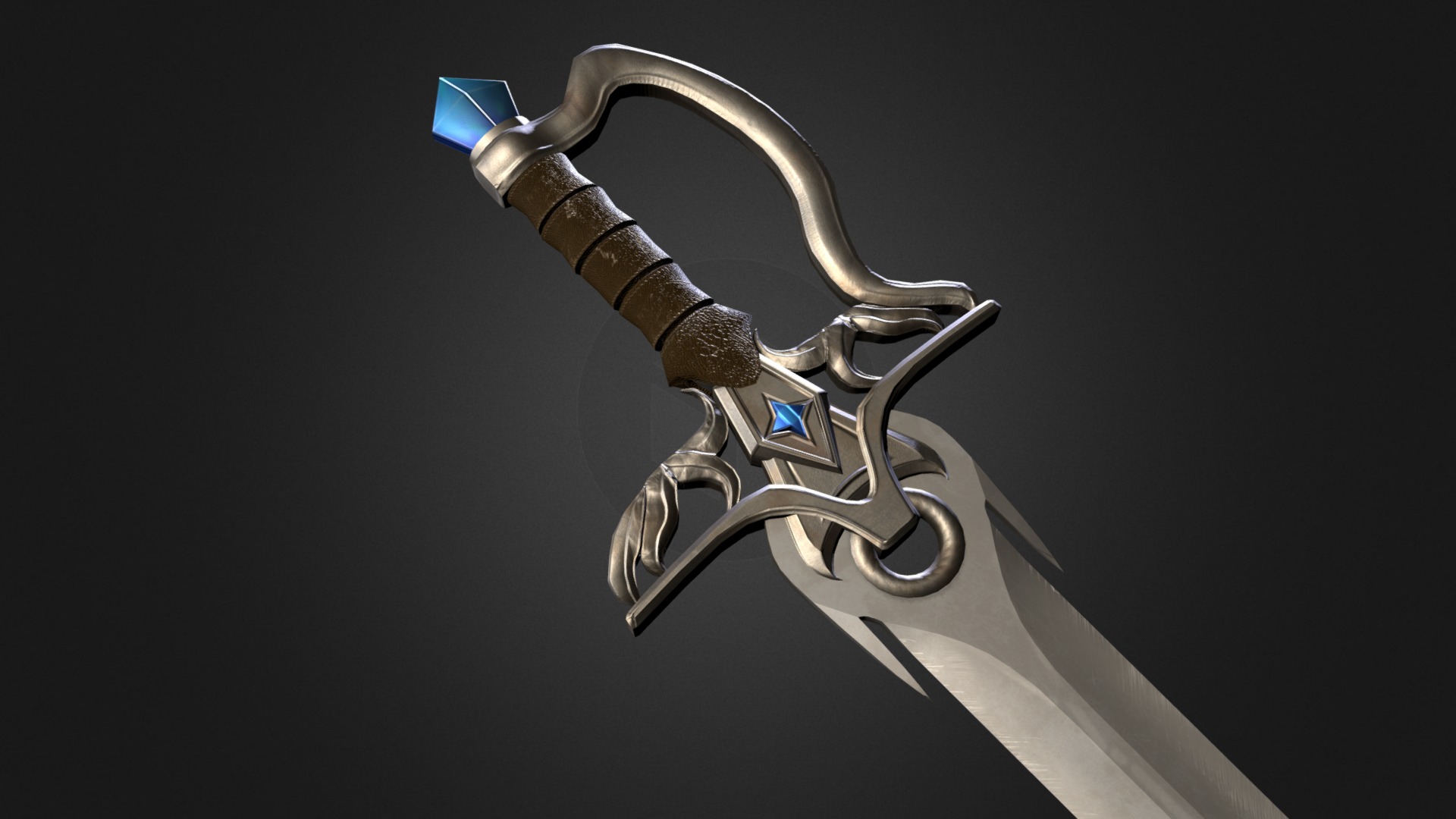 3D model Magic sword - This is a 3D model of the Magic sword. The 3D model is about a gold and silver key.