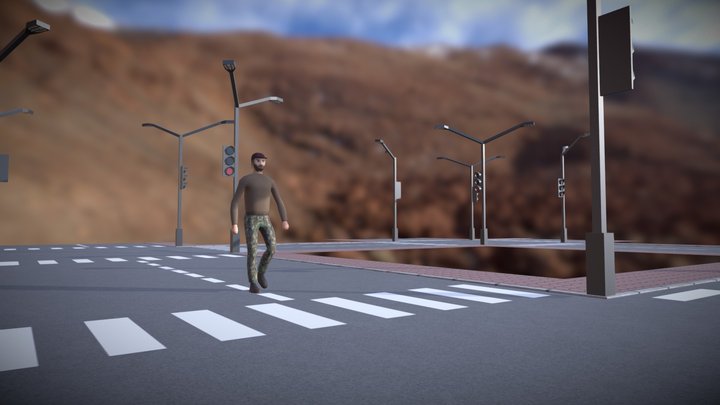 Man on the road 3D Model