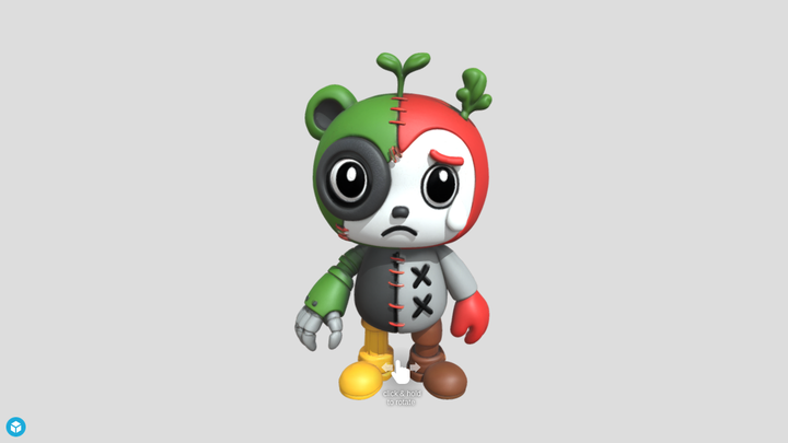 Stitched Patchwork Bear - 2D to 3D - SupaVoxel