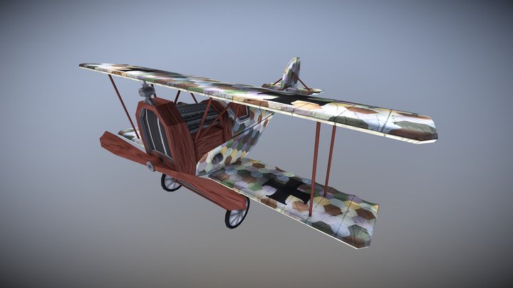 Aviatik Berg D1, Stylized 3D Model