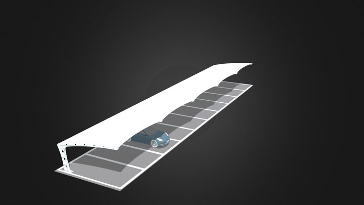 CP-A71S 7-Type I-Beam Tensile Membrane Carport 3D Model