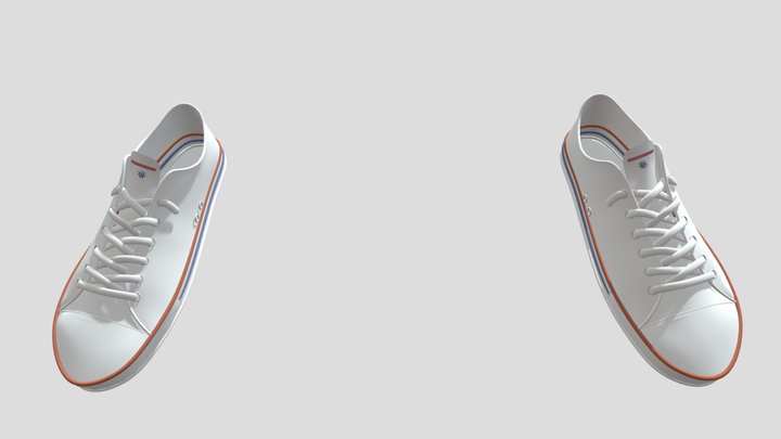 White converse shoes 3D Model