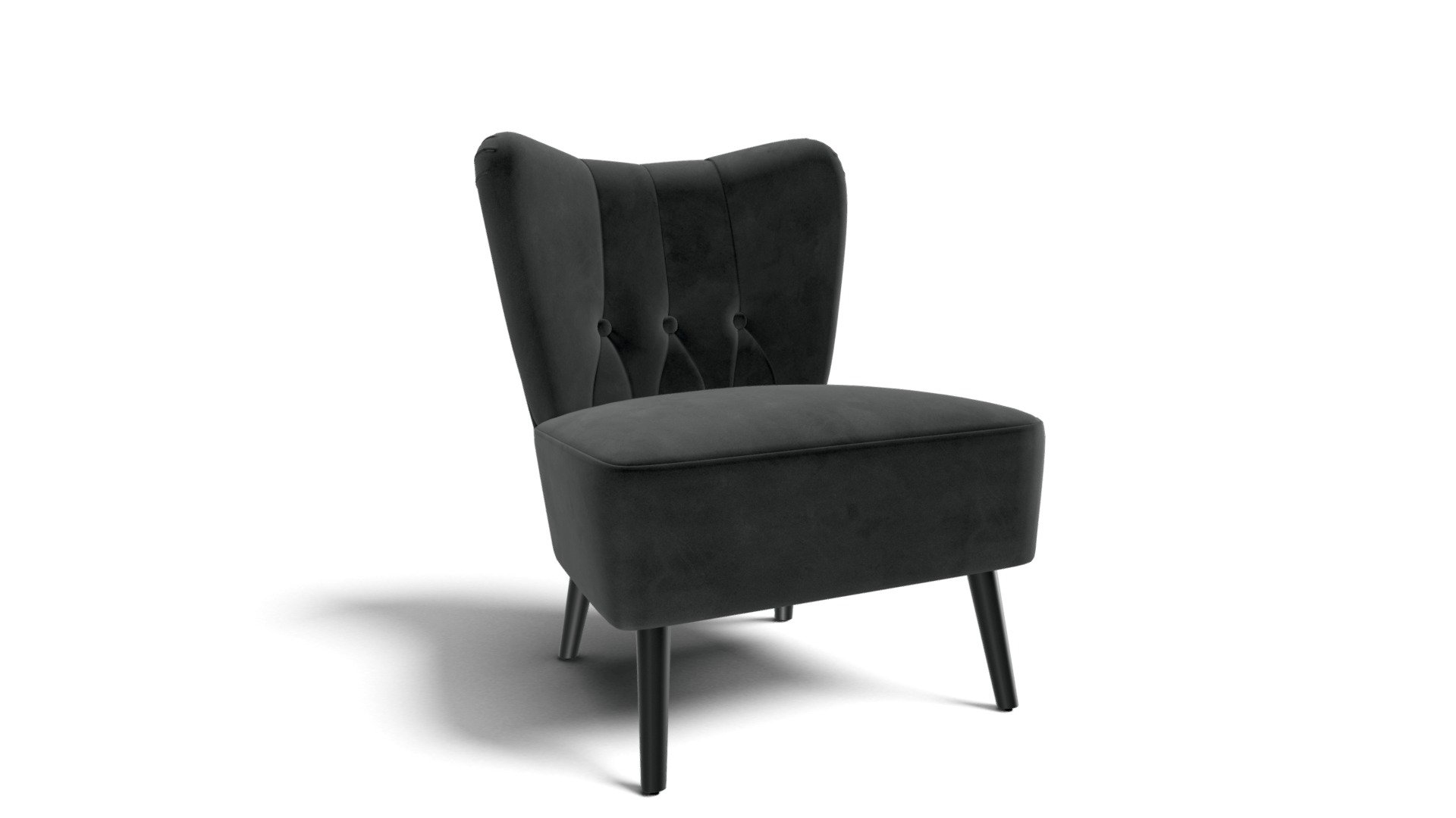 Charley Accent Chair, Midnight Grey Velvet Download Free 3D model by