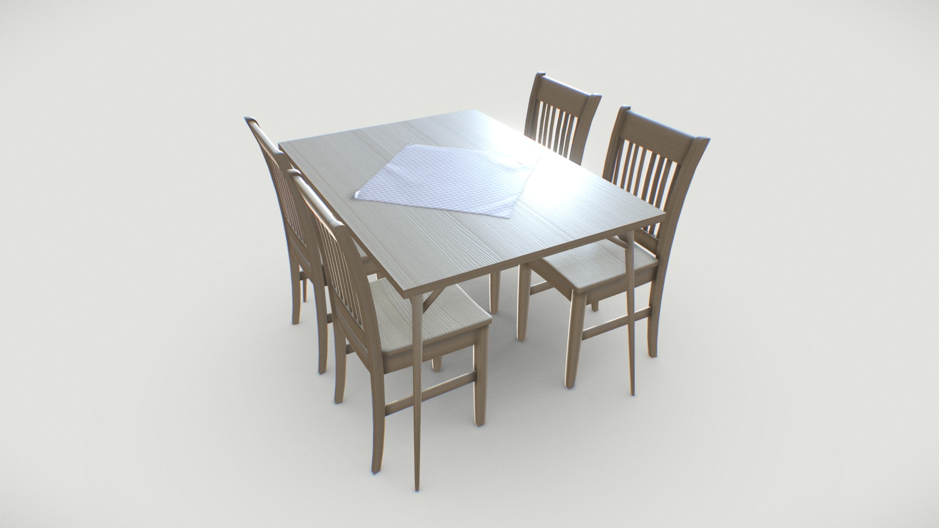 3D model Kitchen Dining Set - This is a 3D model of the Kitchen Dining Set. The 3D model is about a table and chairs.