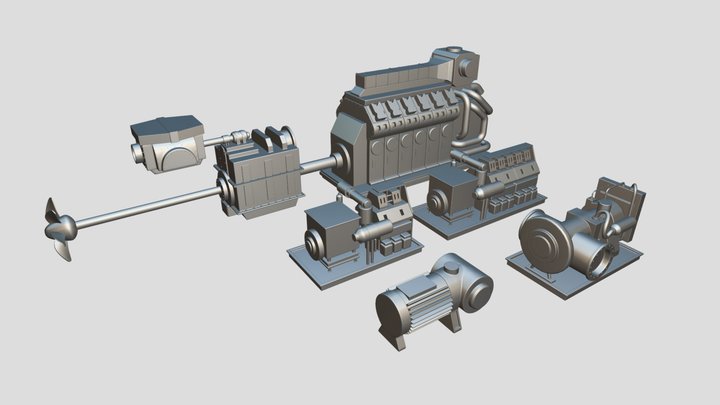 Engines of ship 3D Model